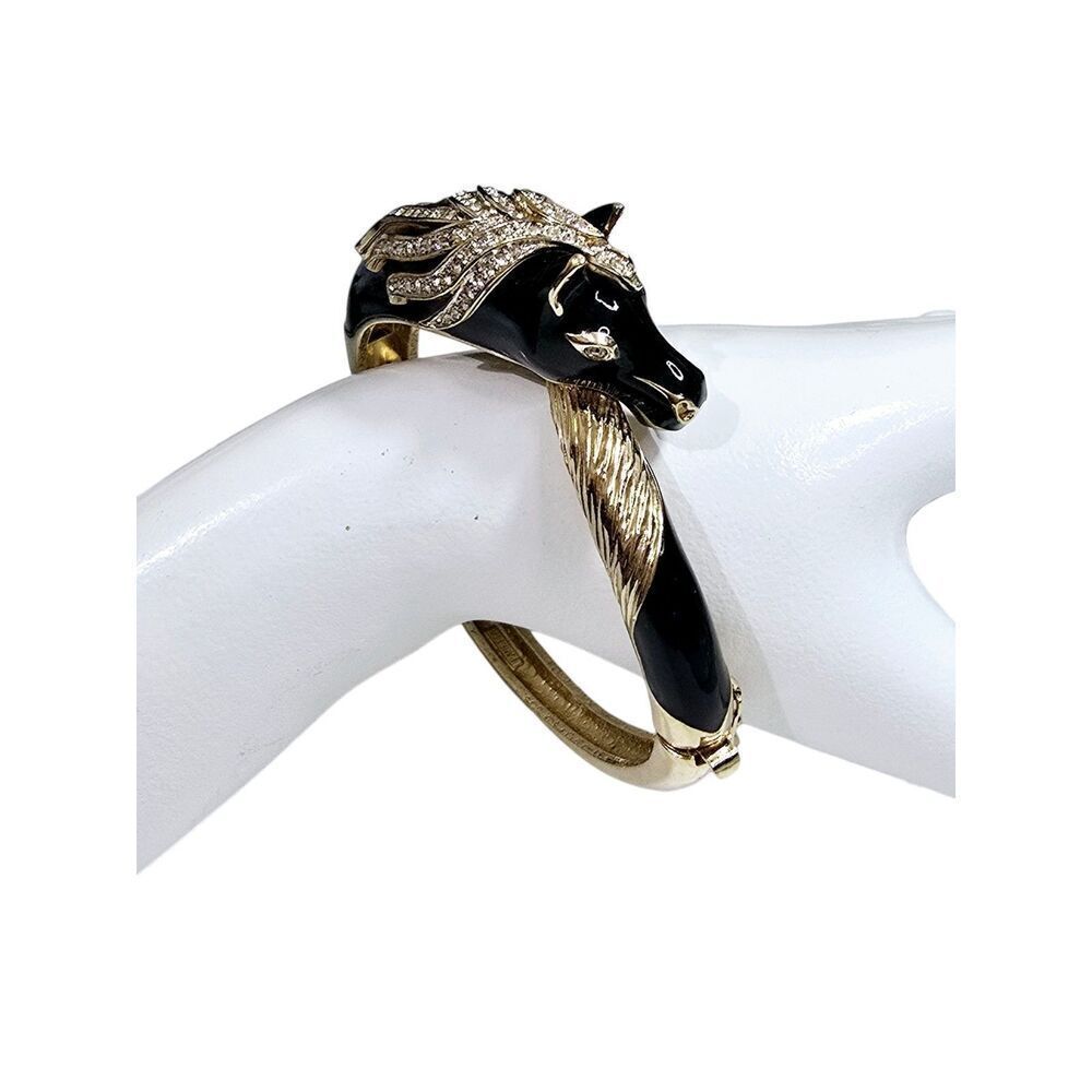 Panetta Rare Swarovski Rhinestone Horse head and Enamel Vintage Costume Bracelet - Picture 5 of 16
